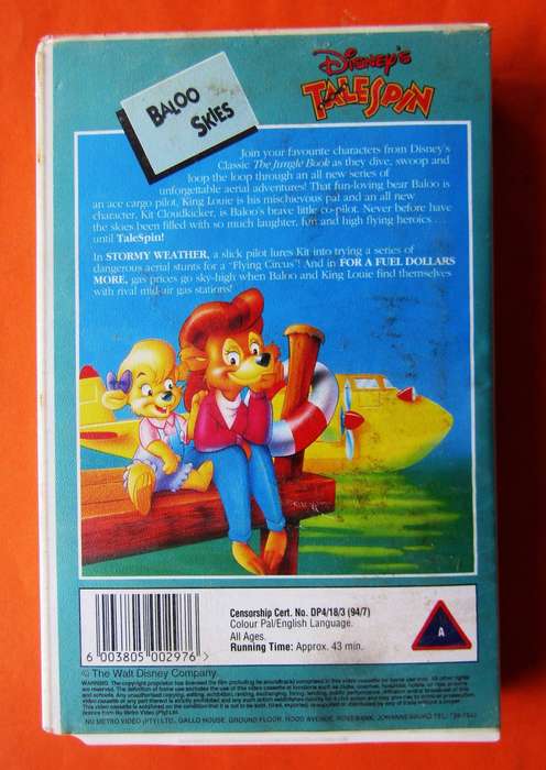 TaleSpin - Baloo Skies - Disney VHS Tape (1994)
