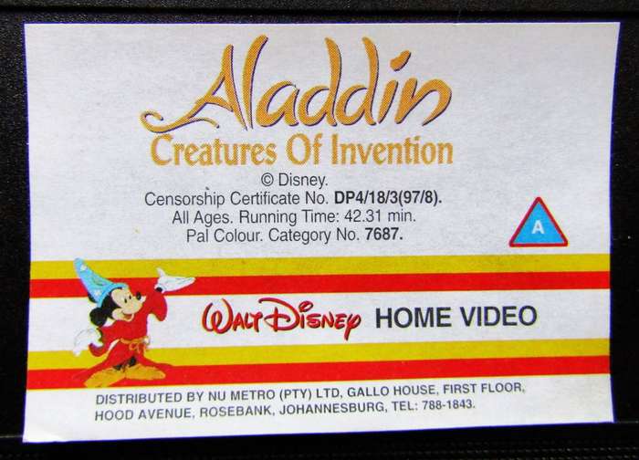 Aladdin - Creatures of Invention - Disney VHS Tape (1997)