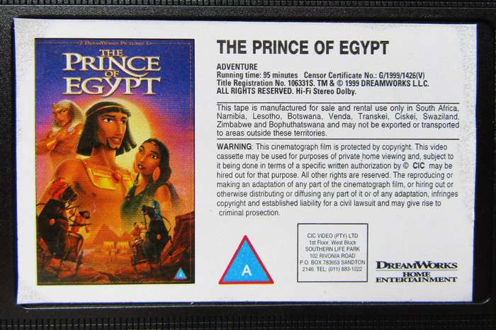 The Prince of Egypt - Movie VHS Tape (1999)