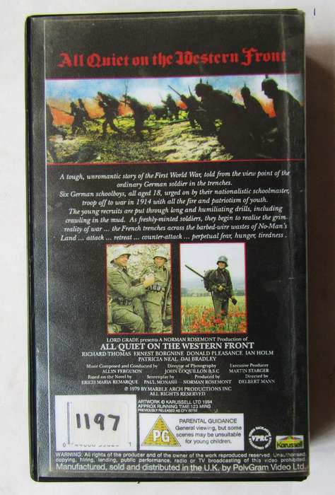 All Quiet on the Western Front - War Movie VHS Tape (1994)