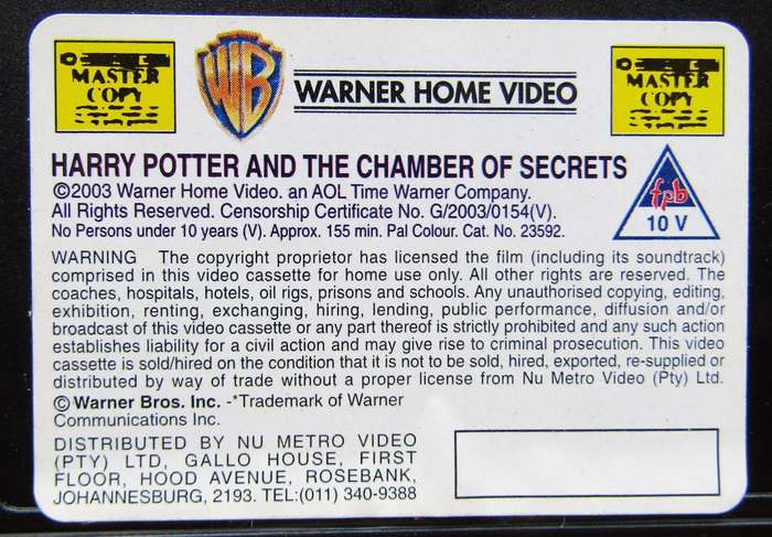 Harry Potter and the Chamber of Secrets - Movie VHS Tape (2003)
