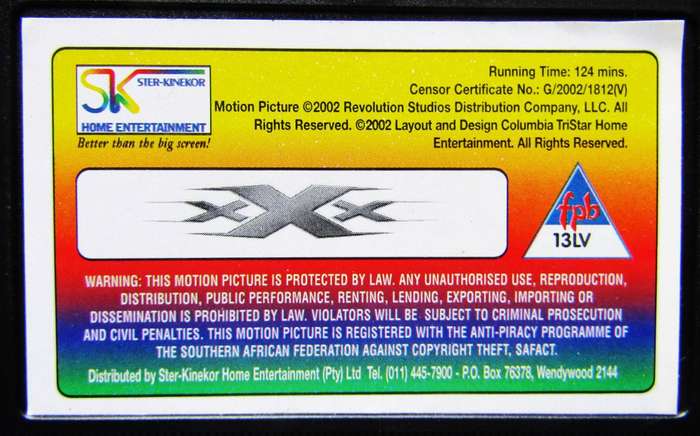 xXx - Vin Diesel - Movie VHS Tape (2002)