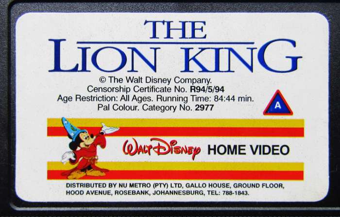 The Lion King - Walt Disney - Movie VHS Tape (1994)