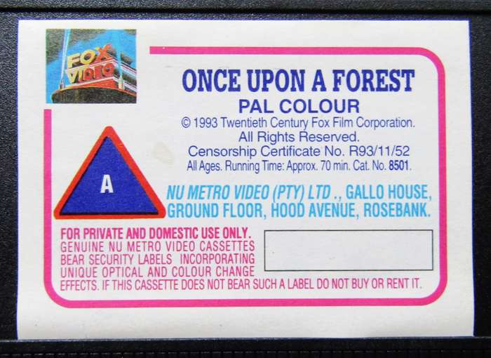 Once Upon a Forest - Movie VHS Tape (1993)
