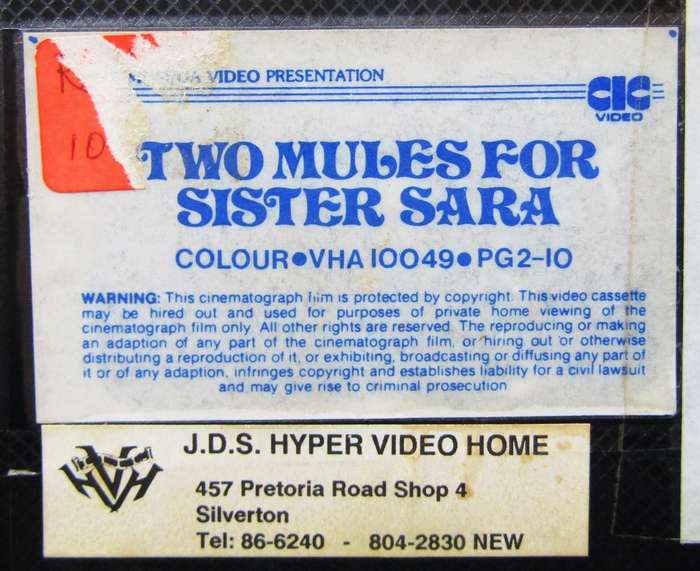 Two Mules for Sister Sara - Clint Eastwood - Western Movie VHS Tape