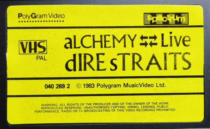 Dire Straits - Alchemy Live - VHS Video Tape (1983)