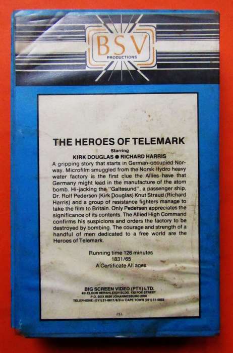 The Heroes of Telemark - Kirk Douglas - War Movie VHS Tape