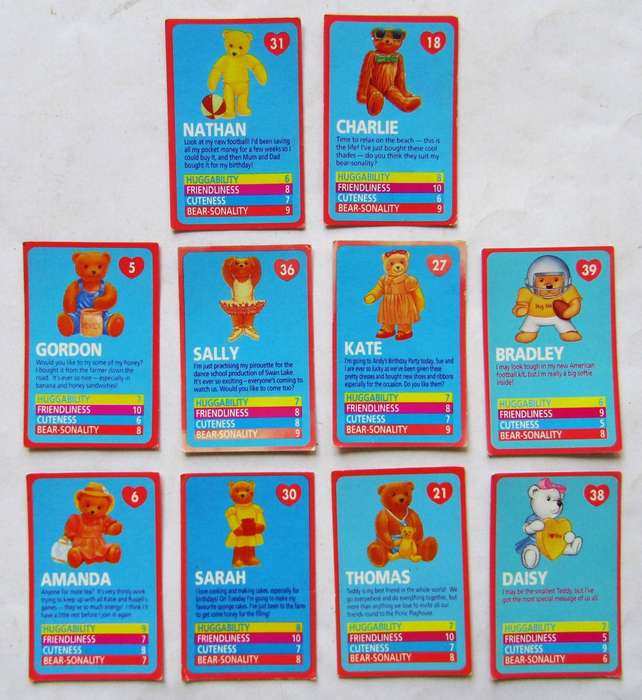 10 Teddy in My Pocket Figure Cards from the 90's