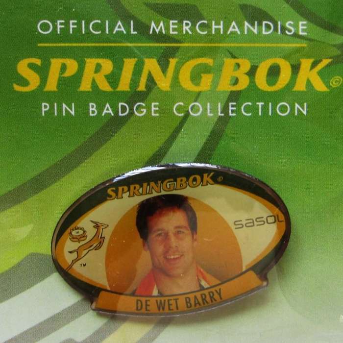 De Wet Barry Springbok Rugby Pin Badge