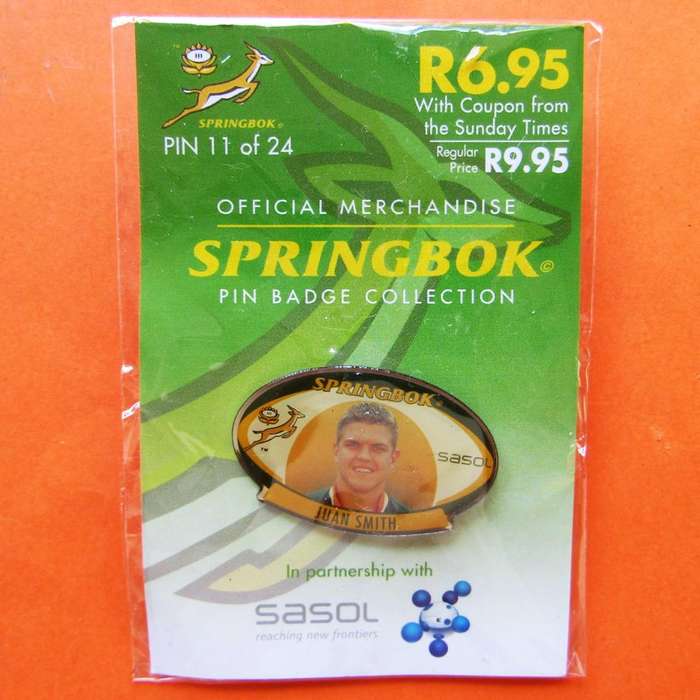 Juan Smith Springbok Rugby Pin Badge