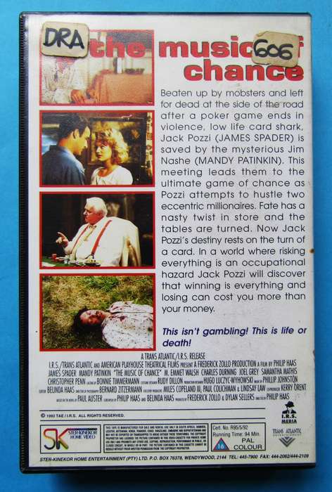 The Music of Chance - James Spader - Movie VHS Tape (1993)