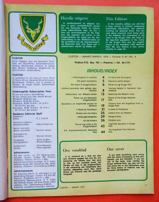 2 Custos National Parks Board Magazines from 1979