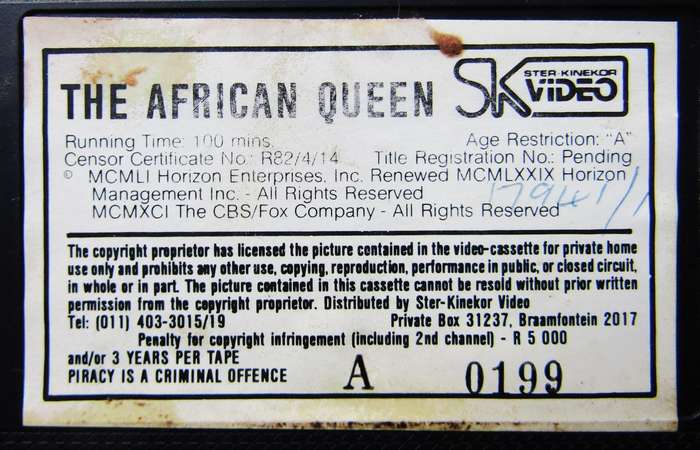 The African Queen - Movie VHS Tape (1991)