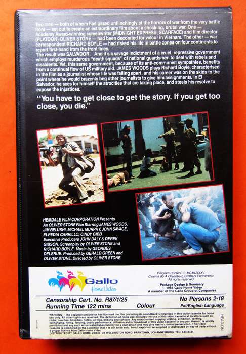 Salvador - Oliver Stone - Movie VHS Tape (1988)