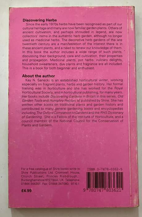 Discovering Herbs - Kay N Sanecki. Softcover, 6th Ed. 1997