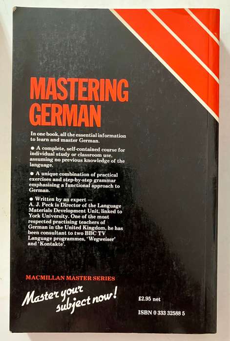 Mastering German - A J Peck. Softcover, 1983