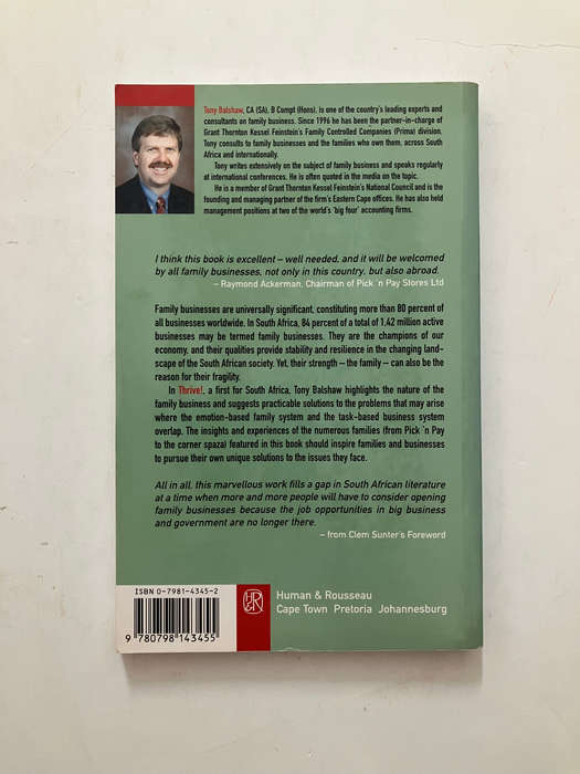 Thrive! Making Family Business Work - Tony Balshaw. Softcover. 1st Ed. 2003