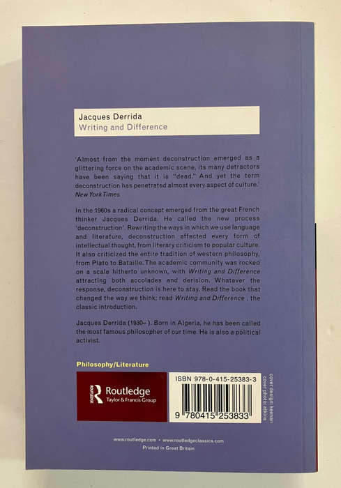 Writing and Difference - Jacques Derrida. Softcover. 2001