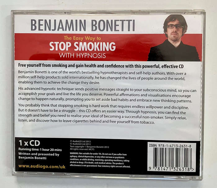 The Easy Way To Stop Smoking With Hypnosis - Benjamin Bonetti. CD (Audiobook). 2013