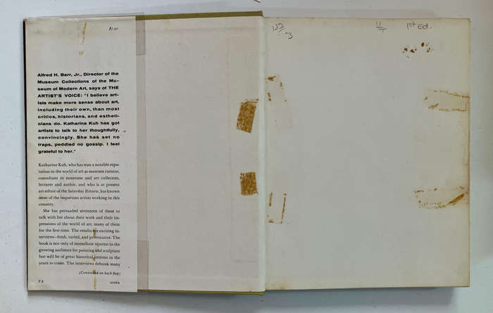 The Artist's Voice: Talks With Seventeen Artists - Katharine Kuh. Hardcover w dj. 1st Ed. 1960