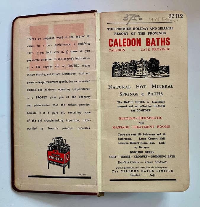 Royal Automobile Club of South Africa: Route Book. Hardcover w/o dj. 8th Ed. 1938 Repr.