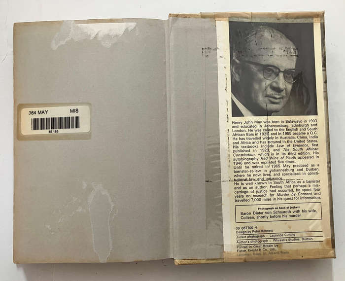 Murder by Consent - Henry John May. Hardcover w dj, 1st Ed. 1968