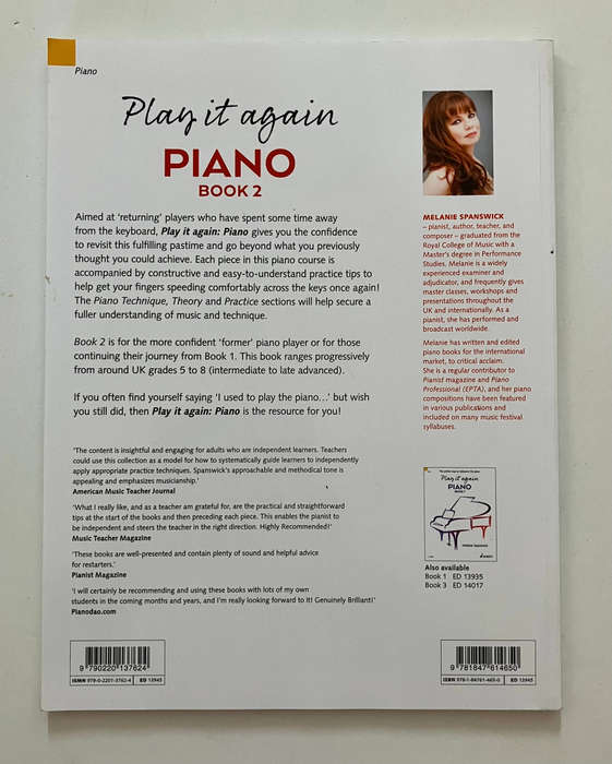 Play It Again: Piano 2 - Melanie Spanswick. Softcover, 1st Ed, 2017/8