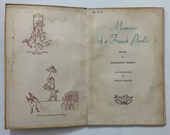 Memoirs of a French Poodle - Madeleine Masson. SCARCE softcover, Unknown Ed. undated