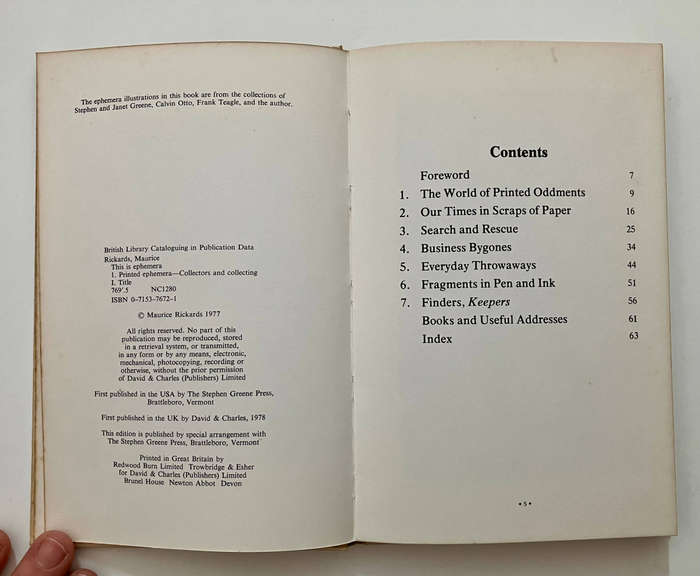This is Ephemera: Collecting Printed Throwaways - Maurice Rickards. Hardcover no dj, 1st UK Ed 1978.