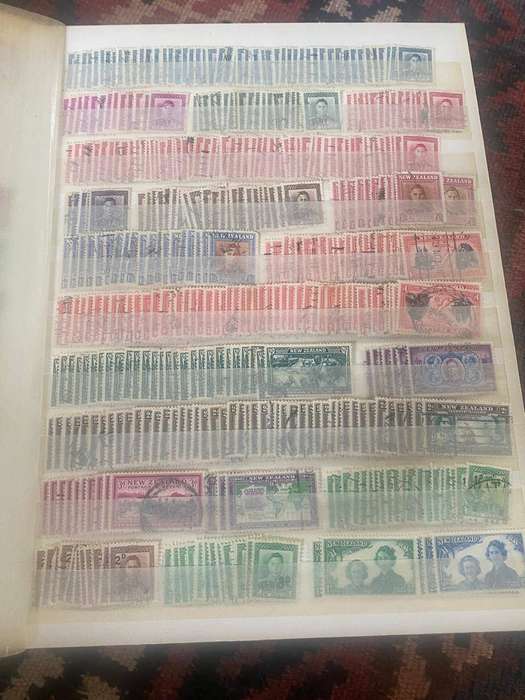 New Zealand, Belgium-, Ceylon, Antigua, Danish and Argentina  Stamps in Album