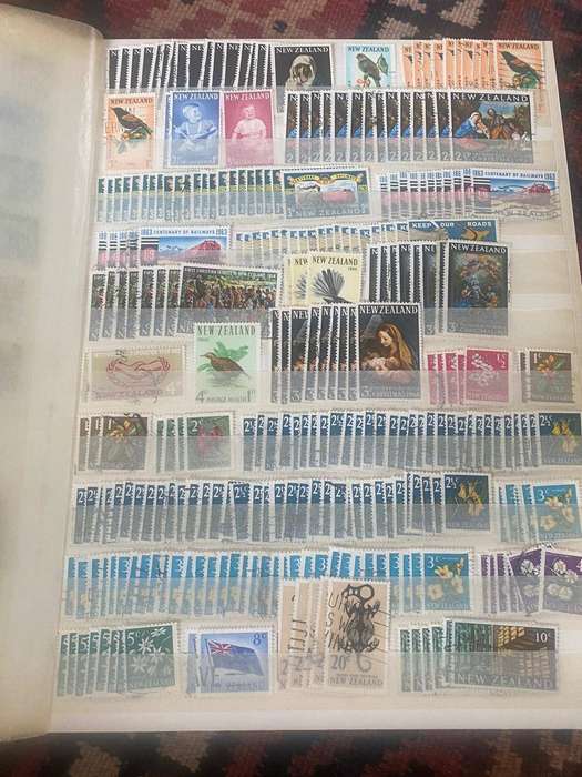 New Zealand, Belgium-, Ceylon, Antigua, Danish and Argentina  Stamps in Album