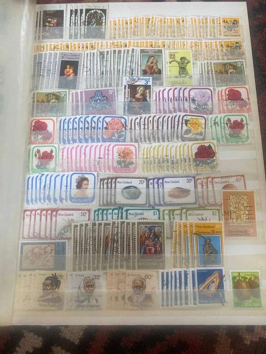 New Zealand, Belgium-, Ceylon, Antigua, Danish and Argentina  Stamps in Album