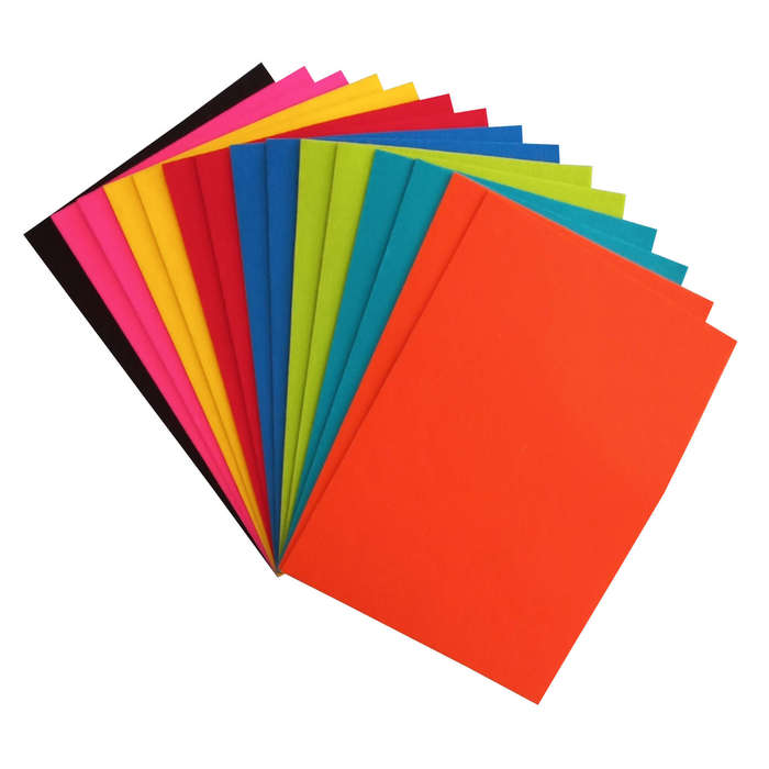 Self Adhesive Felt / Stick On Felt Bright Colors Bulk Pack - 15 X A4 Sheets