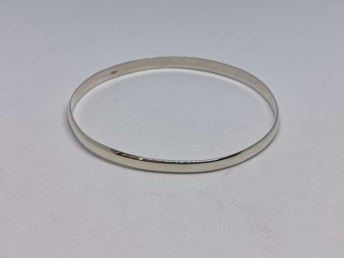 Silver D-Shape Bangle