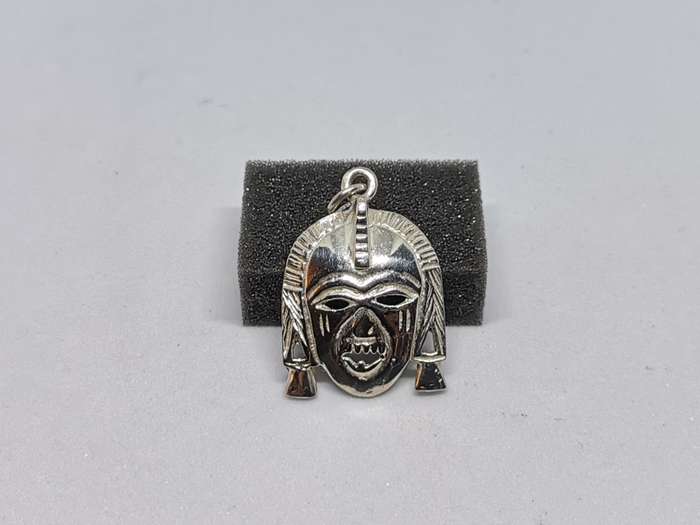 Silver African Mask Pendant
