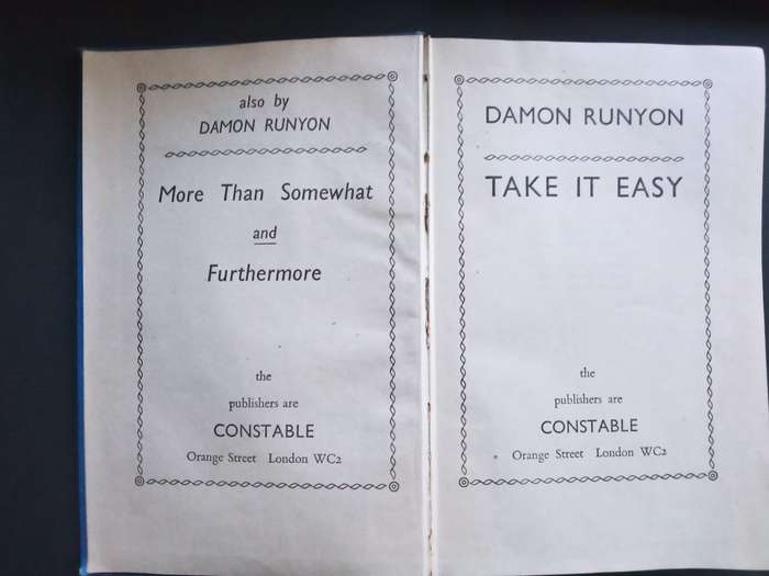 RUNYON, Damon - Take it Easy - (Vintage Hardcover)