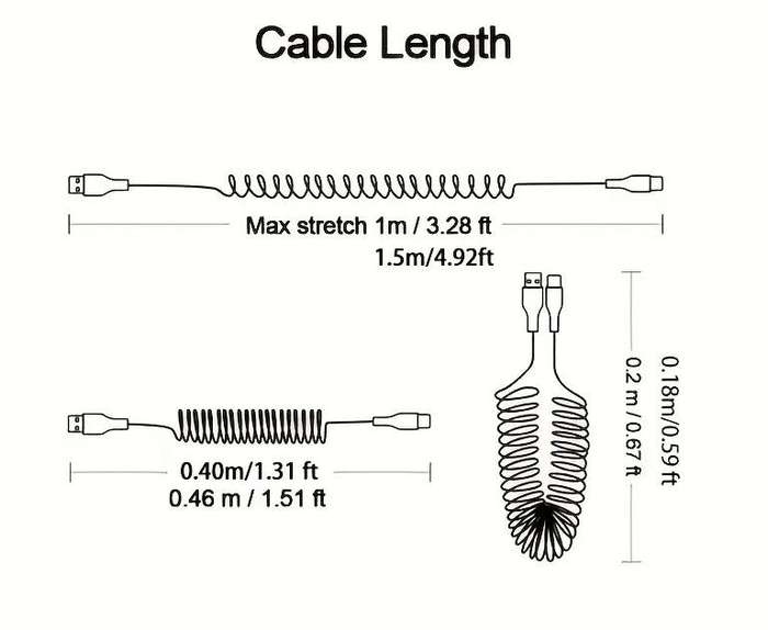 Fast Charger Cable USB to USB Type-C Spring Cable **LOCAL STOCK**