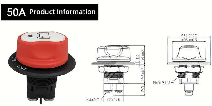 Switch Rotary On/Off Automotive 12V DC 50A Red **LOCAL STOCK**