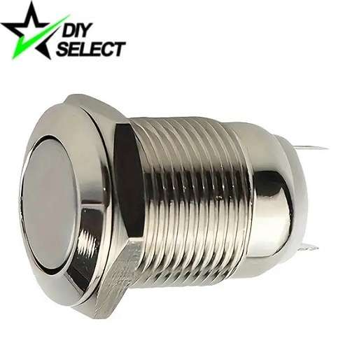 Switch Nickel Plated Push Button Momentary Flat 12mm **LOCAL STOCK**