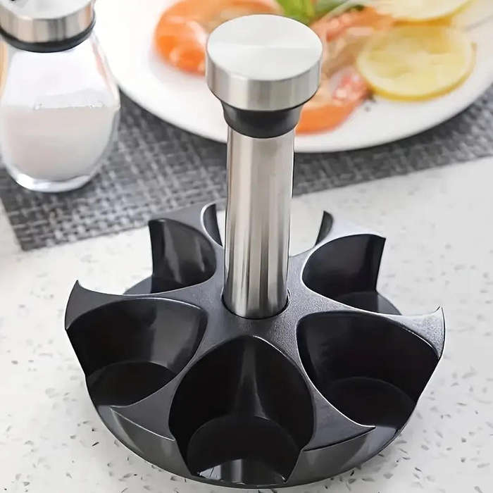 7pcs/Set Kitchen Spice Jar Set with Rotating Organizer