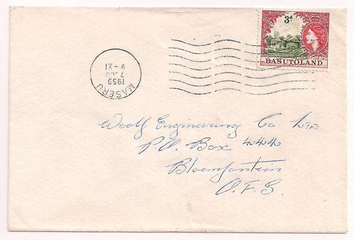 Basutoland 1959 cover  inverted machine datehead