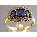 Genuine Blue Sapphires and Opals in 9ct Gold Ring