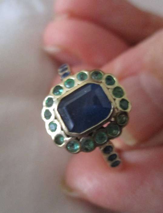 Genuine Emeralds and Sapphire in 9ct Gold Ring