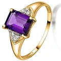 Attractive Amethyst & Diamonds Ring in 10ct Yellow Gold