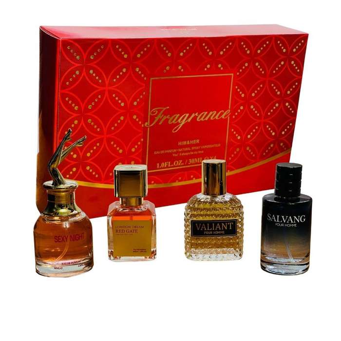 Luca Him & Her Fragrance Perfume Gift Set - 4x30ml EDP + Keyring & Premium Gift Bag COMBO