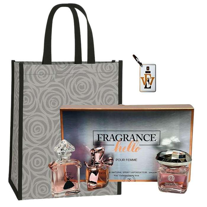 Hello 3 Perfume Set for Women - 3x30ml EDP + Keyring & Premium Gift Bag Combo