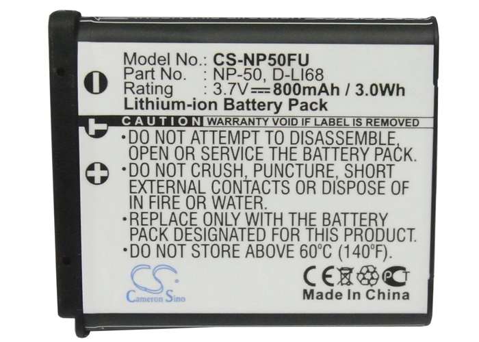Camera Battery  CS-NP50FU  for  FujifilmFinePix F100fd  NP-50  etc.