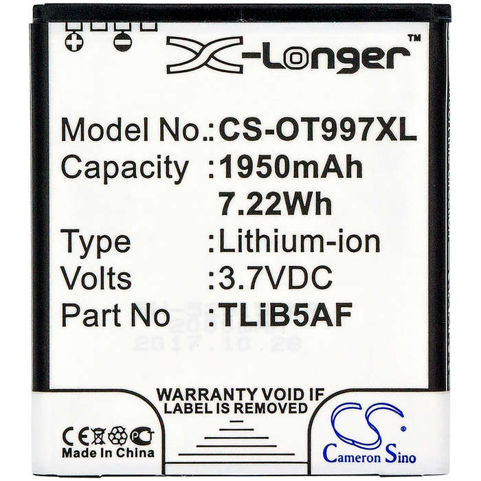Mobile, SmartPhone Battery  CS-OT997XL  for  Alcatel  OT-997etc