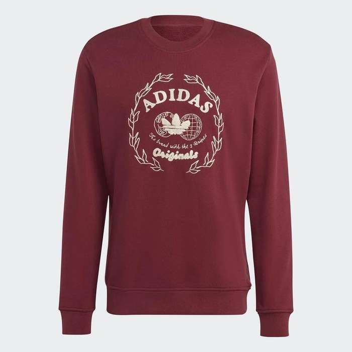 adidas Men`s Graphics Archive Crew Sweatshirt Burgundy GB8214