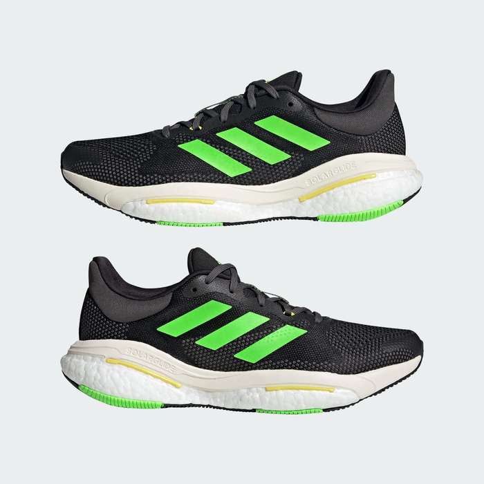 adidas Men`s SOLARGLIDE 5 Core Black / Solar Green / Beam Yellow GX6703 Size UK 7 (SA 7)